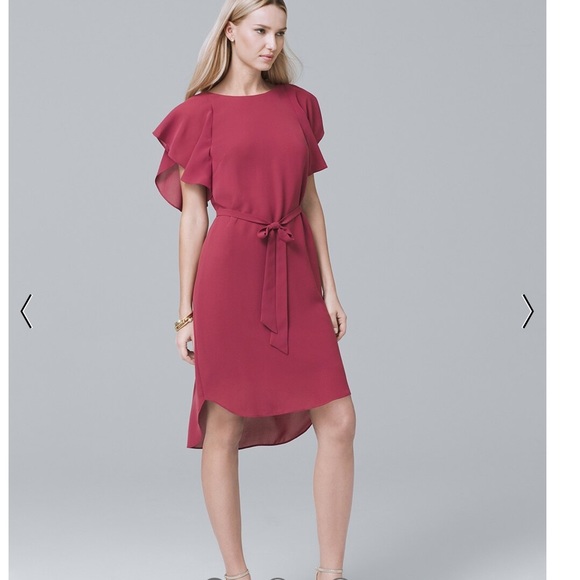 White House Black Market Dresses & Skirts - WHBM Hi-Low Flounce-Sleeve Soft Shift Dress